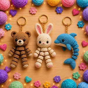 articulated crochet keychain printable models
