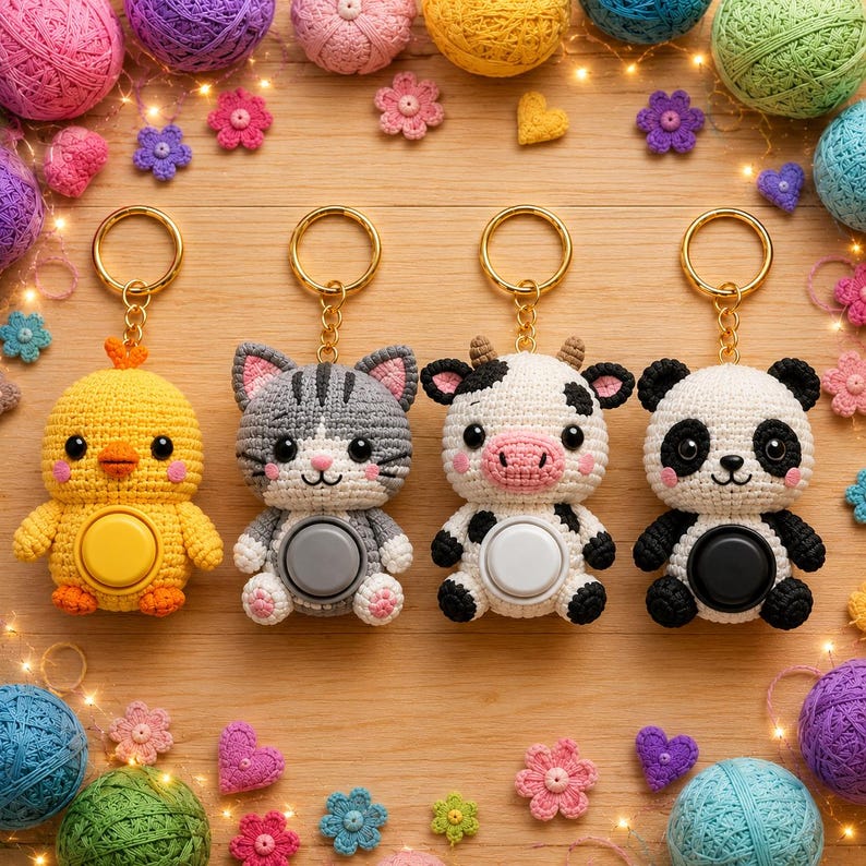 knitted clicker 3d printed keychains