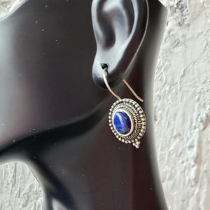 Lapis Lazuli Silver earrings.Natural stone Vintage earrings.Blue Silver earrings.Sterling Silver 925 earrings.Jewelry Gift for Wife