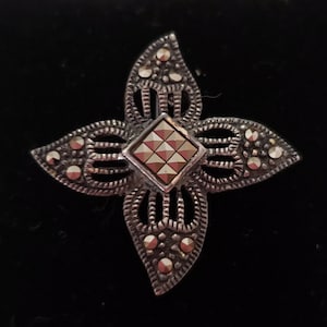 Marcasite Brooch.Vintage Brach.Sterling Silver 925 Brooch.Vintage Marcasite Jewelry