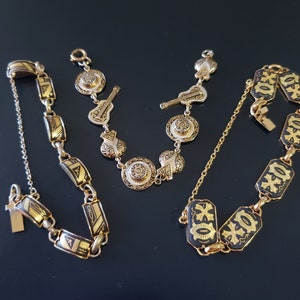 Damascene Jewelry.Vintage Damascene Bracelet .Toledo Bracelet.Damasceke Floral  Bracelet. Damascene Link Bracelet, Bird Bracelet. Chooce One
