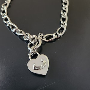 Juicy Couture Heart Bracelet.Silver ton Juicy Couture Bracelet.Juicy Chain Heart Charm Bracelet. Silver ton Juicy Jewelry
