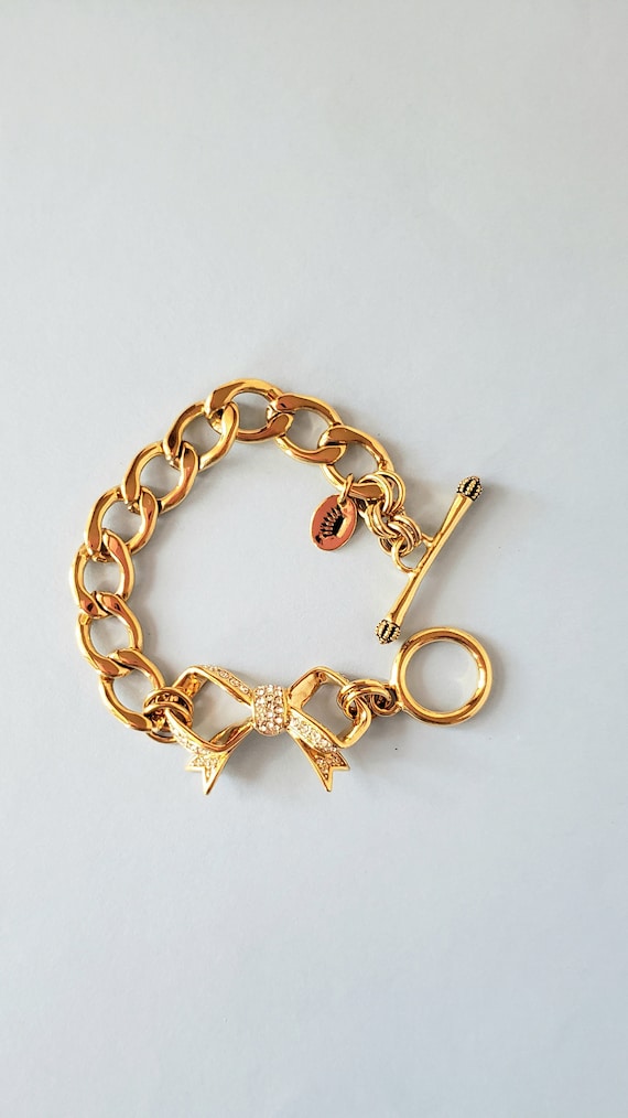 Juicy Couture Bracelet.bow Bracelet.rhinestone Bracelet.gold Ton Bracelet.link  Btacelet.vintage Bracelet.chain Bracelet Gift Jewelry -  Canada