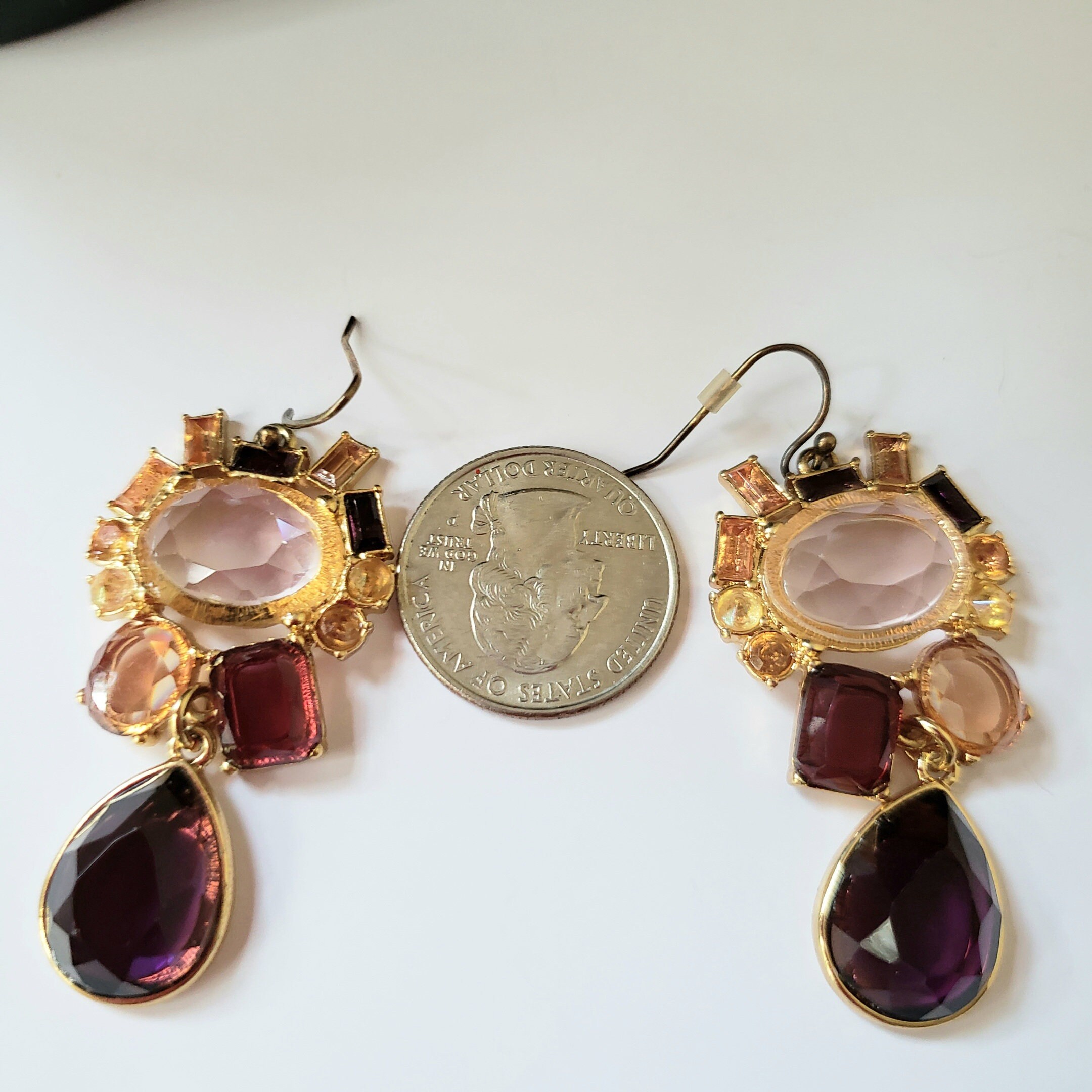 Banana Republic Earrings.crystal BR Earrings.gold Ton Large Etsy UK