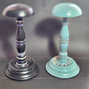 Natural Wood Hat Stand .Wood Hat Holder.Wig Holder. Hat Stand Display with Crystal. Tabletop Wood Hat Display .Gift for GrandmaChoose One