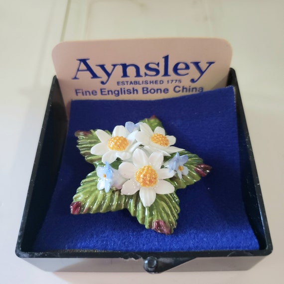 Vintage Aynsley Floral Brooch.fine English Bone China Brooch. Bone