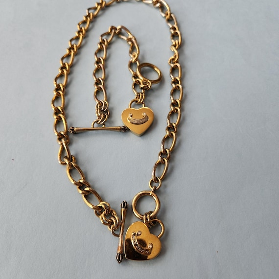 Vintage Juicy Couture Gold Tone Heart Charm Necklace