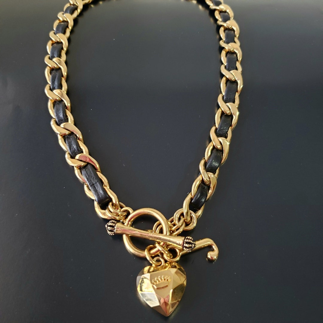 Juicy Couture Champagne Ombre Heart & Chain Necklace