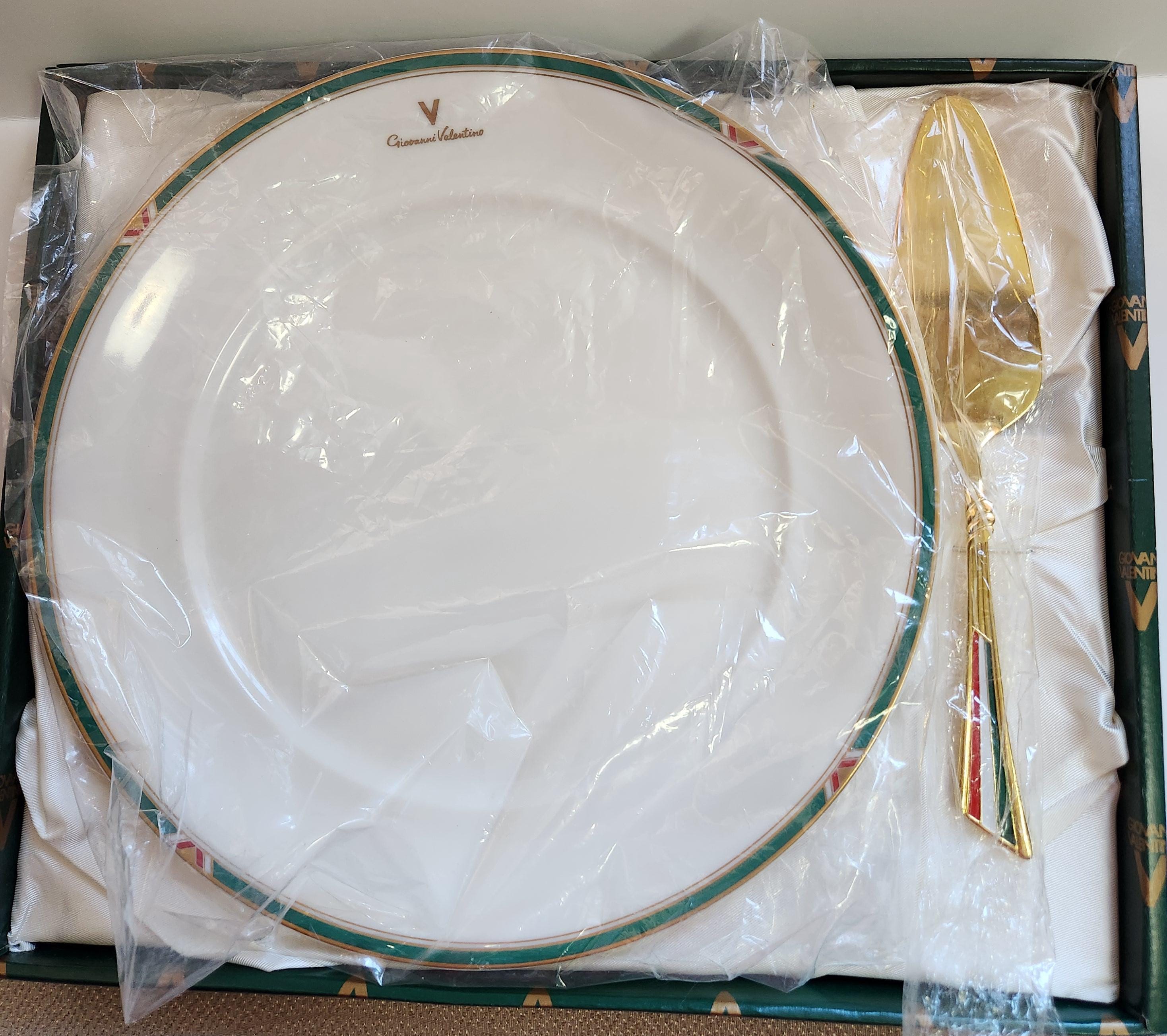 Giovanni Valentino 皿 幾何学模様イタリア製品 Vintage Giovanni Valentino Cake Server. Vintage Italy 24K Gold