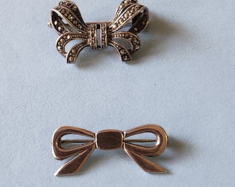 Vintage sterlingsilverbrosch i rosett: Art Deco- eller markasitnål, välj en