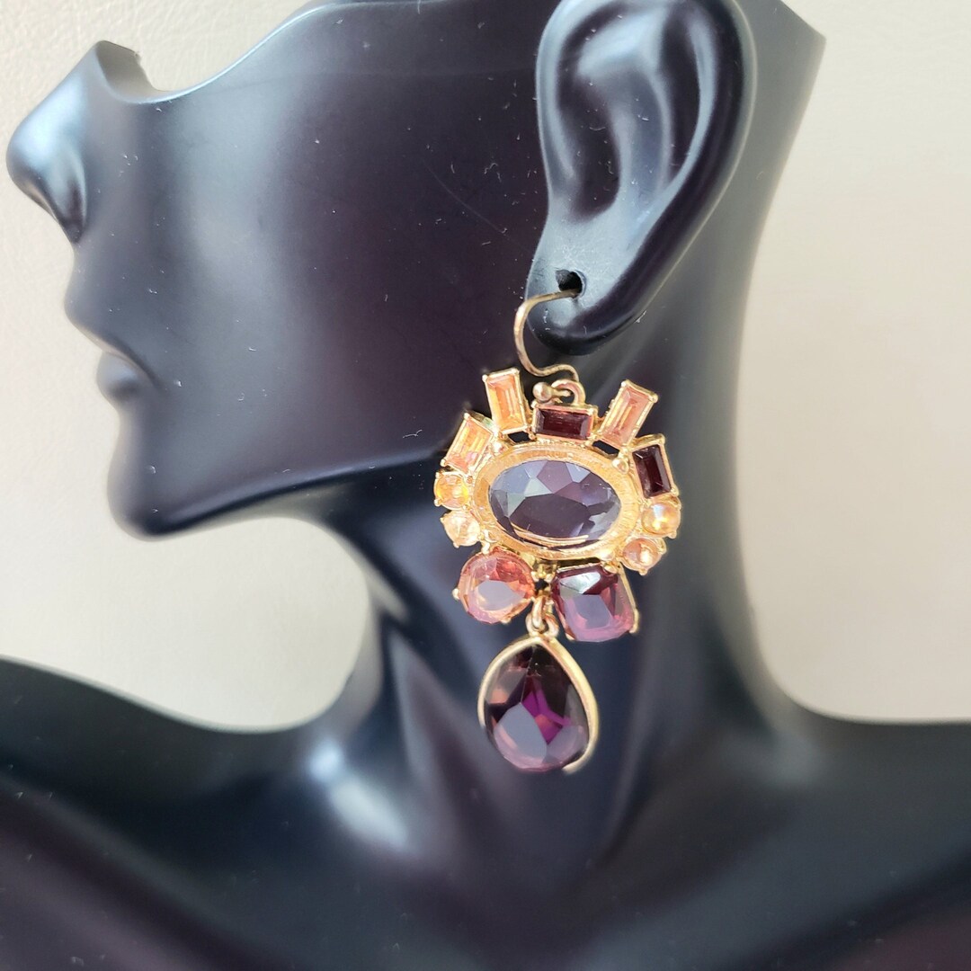 Banana Republic Earrings.crystal BR Earrings.gold Ton Large Etsy UK