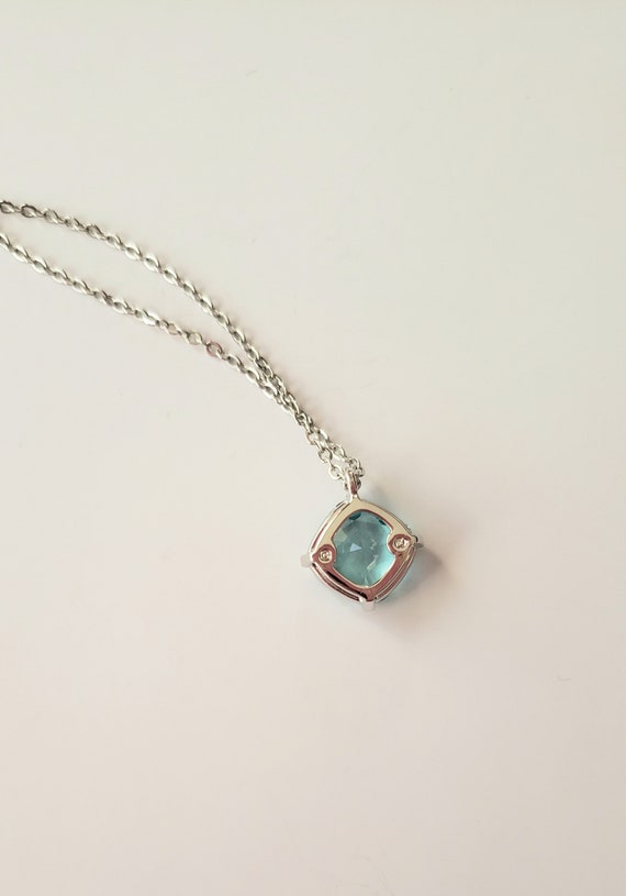 Swarovski Crystal Pendant. Swarovski Blue Topaz Necklace.silver