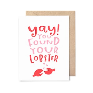 cute engagement card - wedding card card - found your lobster