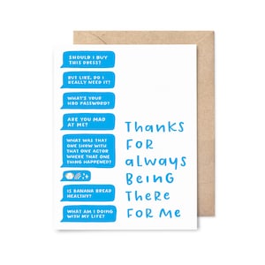 cute friendship card - thanks for always being there for me