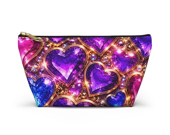 Pochette pour accessoires coeurs scintillants | Trousse de maquillage zippée
