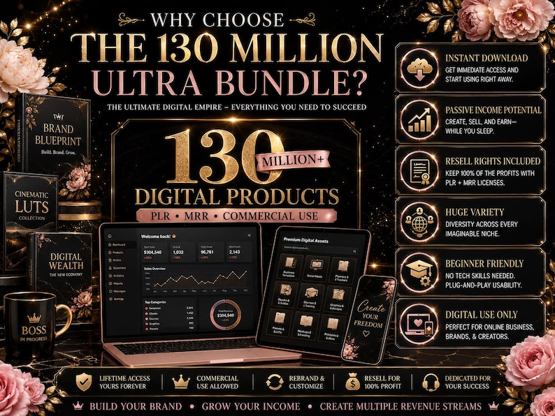 Plus de 130 millions de dollars de produits numériques PLR MRR (droits de revente principaux, modèles, ebooks, documents imprimables) pour une utilisation commerciale et des revenus passifs. image 10