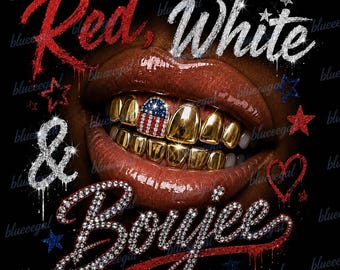 Red White Boujee SVG PNG, Black Girl 4th July Grill Graphic (Digital Download)