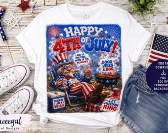 Joyeux 4 juillet PNG | Graphique pour barbecue Oncle Sam | Petites faims et liberté (téléchargement numérique)