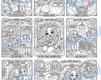 New Mom Coloring Book | Pregnancy, Baby Shower Chibi Pages (Digital Download)