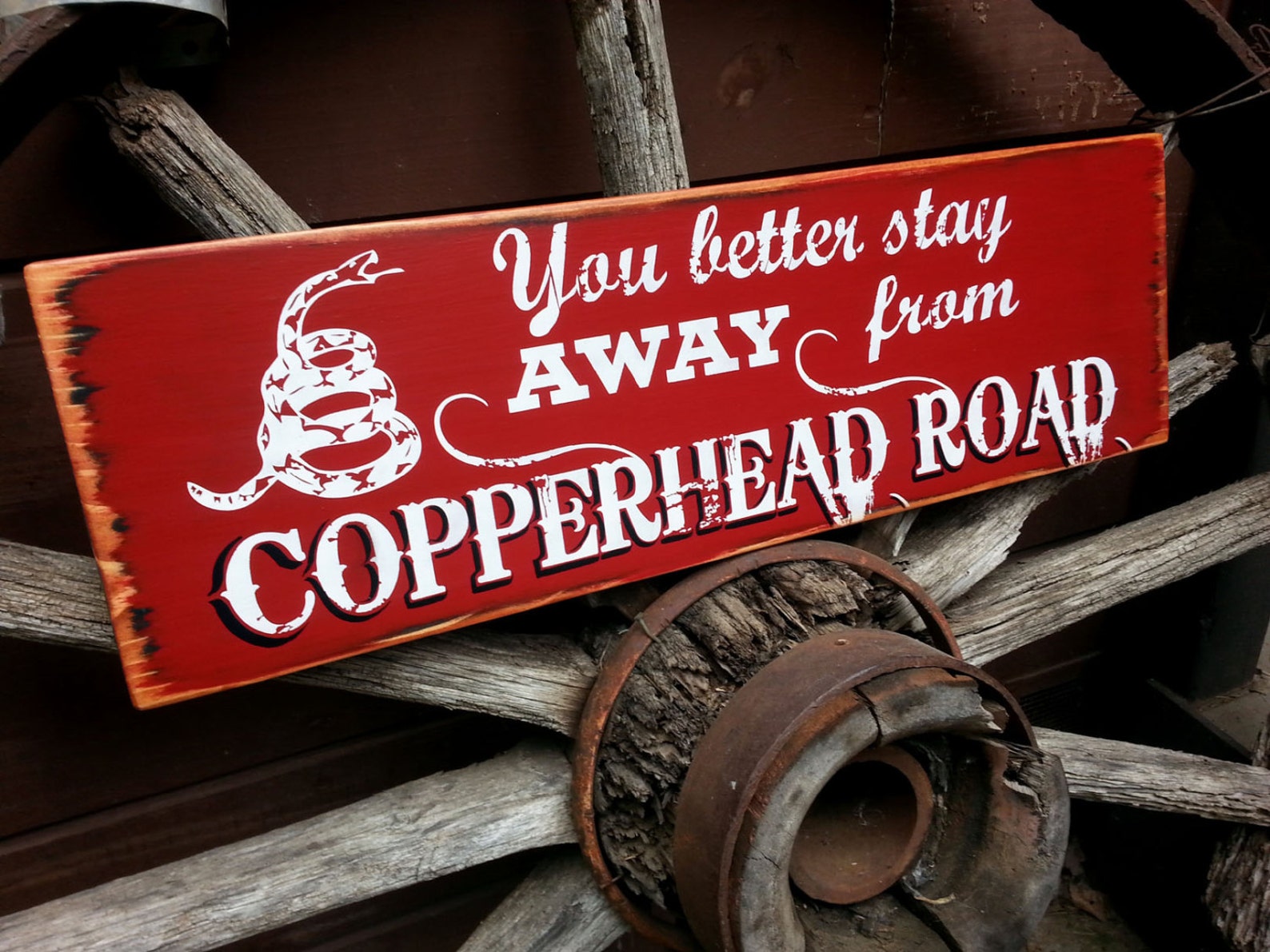 Copperhead Road Sign Hand Painted Wooden Sign Subway Art Etsy