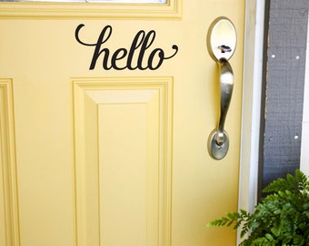 Hello Front Door Decal, Personalized Vinyl Lettering, Wall Art