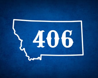 MONTANA Decal.  406 MONTANA State area code.  Car Decals.  Stickers.