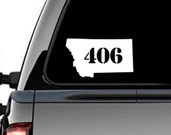 MONTANA Decal.  "406" MONTANA State.  Car Decals.  Stickers.