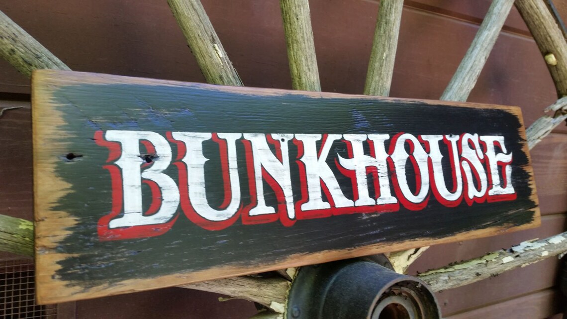 Bunkhouse Sign. Hand Lettered on Reclaimed Boards. Etsy