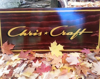 CHRIS CRAFT Boat Sign.  Classic Wooden Boat Sign, Vintage Boats.  Antique Chris Craft Boats.