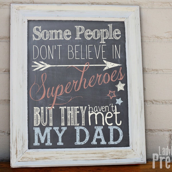 Father's Day Printable - Superhero - Dad - Chalkboard - Instant Download -PDF