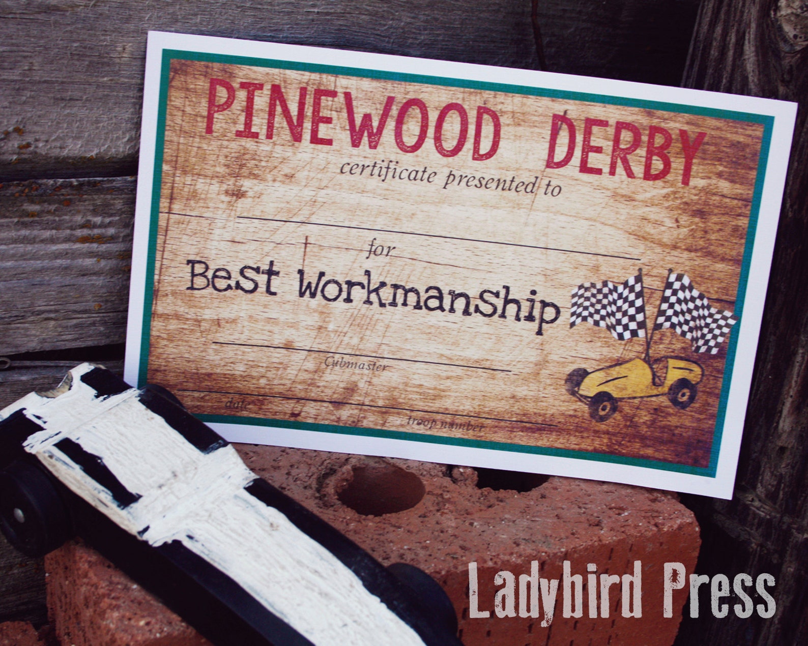 Printable Pinewood Derby Certificates Cub Scout Pinewood Etsy