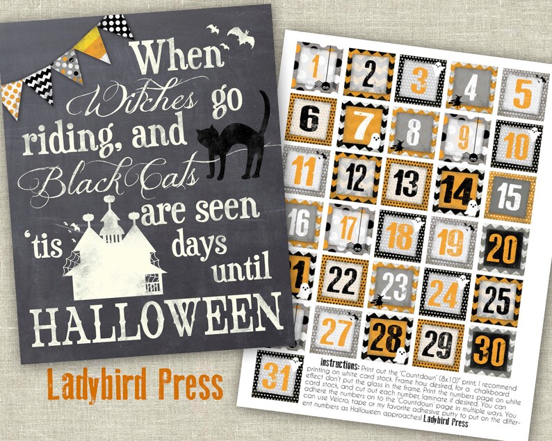 Printable Halloween Calendar Halloween advent Calendar Etsy
