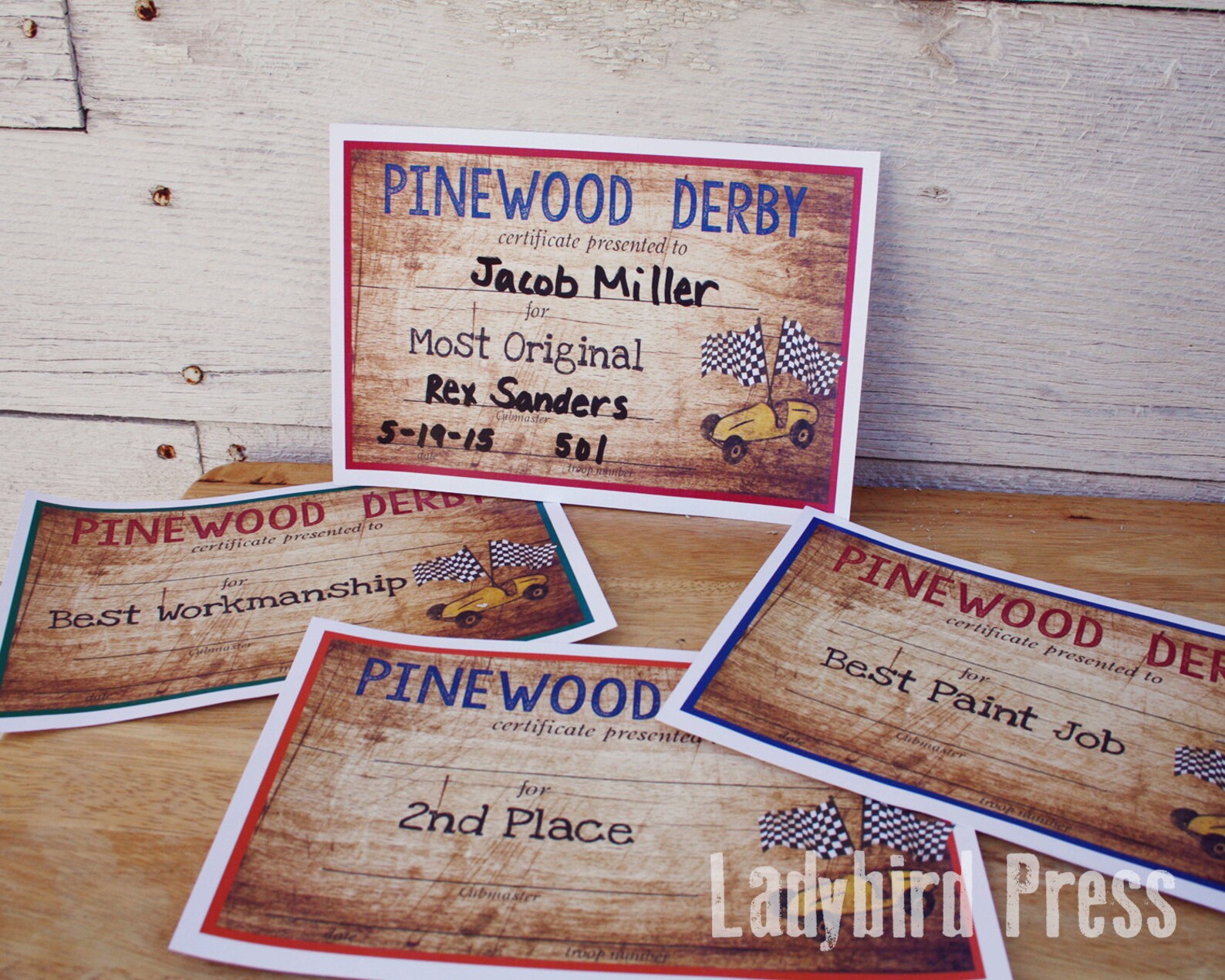 Printable Pinewood Derby Certificates Cub Scout Pinewood Etsy