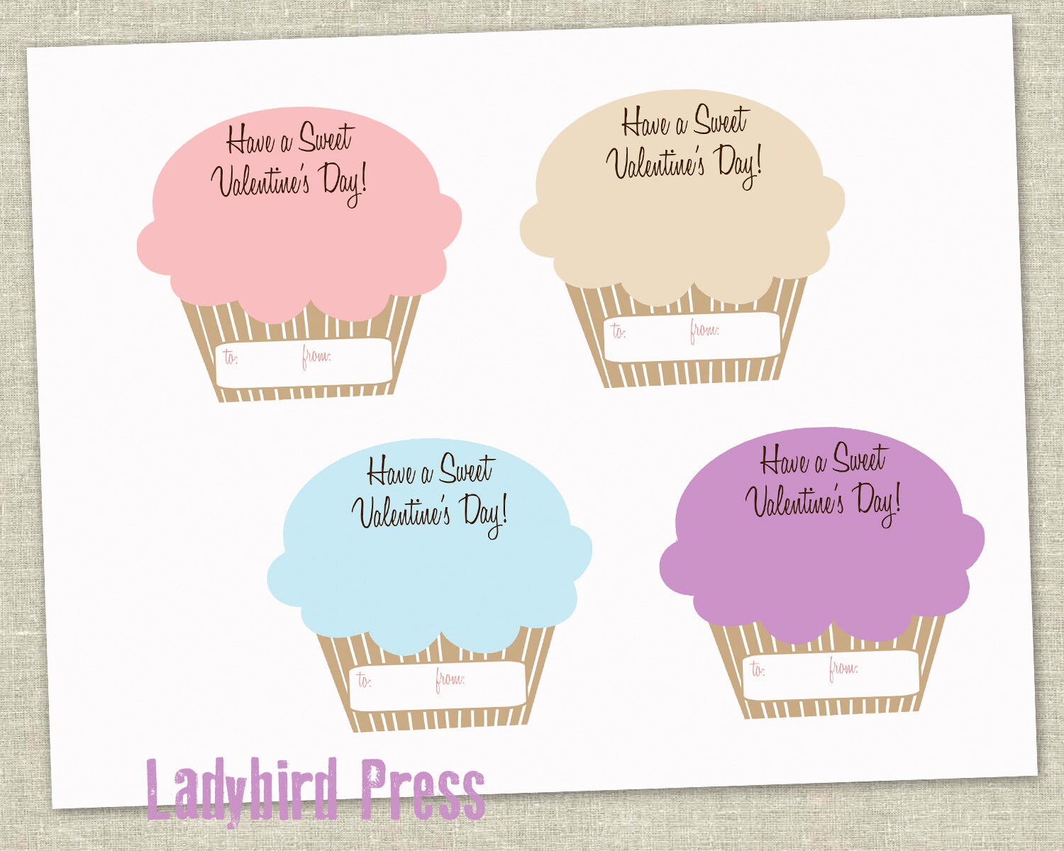 Printable Cupcake Valentines Day Card Cupcake Classroom | Etsy