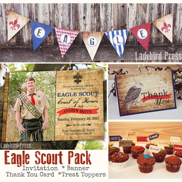Printable Eagle Scout Pack - Court of Honor Pack - Court of Honor Invite -Boy Scout Banner -Treat Toppers -Thank You Card -Instant Download