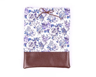 SALE! Save 10% (Originally 28.00 - 32.00) Book Sleeve or Kindle Sleeve - Purple Roses with Faux Leather and Closure