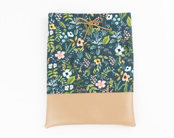 SALE! SAVE 10% (Orginally 28.00-32.00)Book or Kindle Sleeve - Herb Garden in Blue / Rifle Paper Co. / Faux Leather