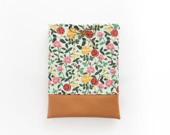 SALE! SAVE 10% (Orginally 28.00-32.00)English Roses on Mint Book Sleeve or Kindle Pouch - Rifle Paper Co. - Faux Leather
