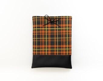 SALE! SAVE 20% (Originally 28.00-32.00)Orange & Black Plaid Book or Kindle Sleeve