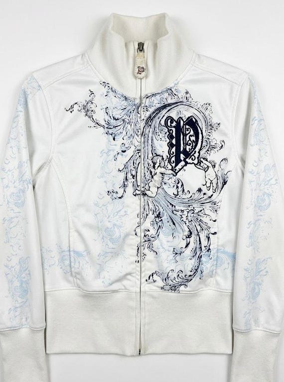 Pepe Jeans, Vintage Y2K Pepe Jeans London White Track Jacket Size Small Gothic Cherub Zip Up