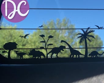 Calcomanía para coche con escena de dinosaurio oculta
