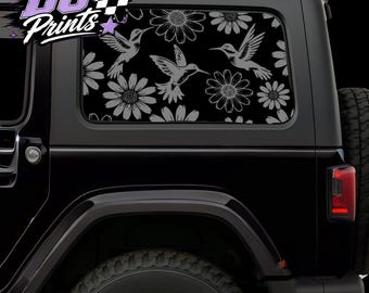 Vinilo decorativo para ventana de coche con diseño de colibríes y margaritas (cobertura total)