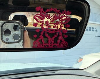 Pegatina para espejo retrovisor de coche con diseño de vaca de las Tierras Altas (paquete de 2)