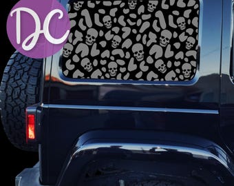Autoraamstickers met volledige dekking en schedelluipaardprint