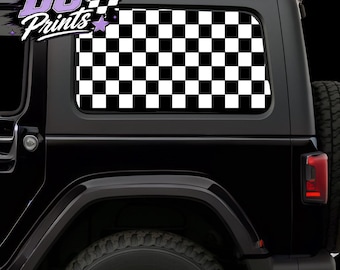 Calcomanía para ventana de auto con estampado a cuadros que cubre toda la superficie
