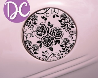Calcomanía para puerta de coche con diseño de rosa en tanque de gas