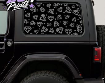 Calcomanía para ventana de auto con diseño de diamantes que cubre toda la superficie