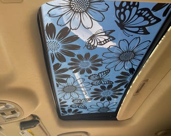 Calcomanía para techo corredizo de coche con mariposas y margaritas