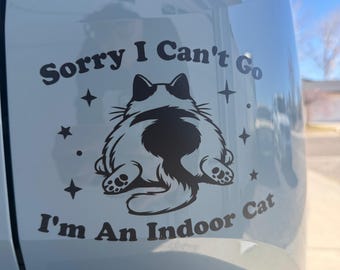 Lo siento, no puedo, soy un gato de interior. Calcomanía para coche.