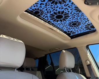 Calcomanía para techo solar de coche con estampado de girasol y leopardo